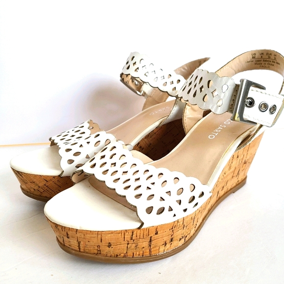 Franco Sarto Shoes - NEW Franco Sarto White Leather Wedge Sandals 8